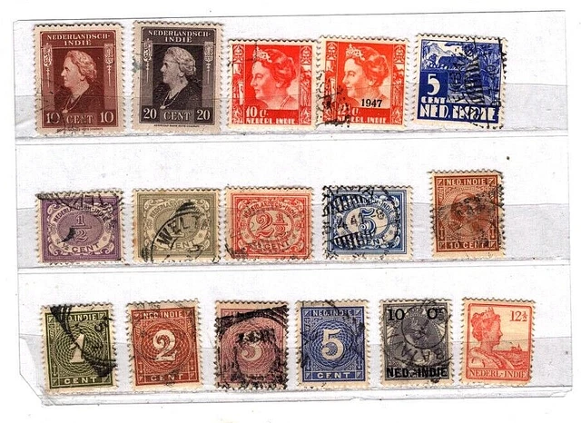 NIEDERL. INDIEN,  Lot mit gestempelten Marken (3)