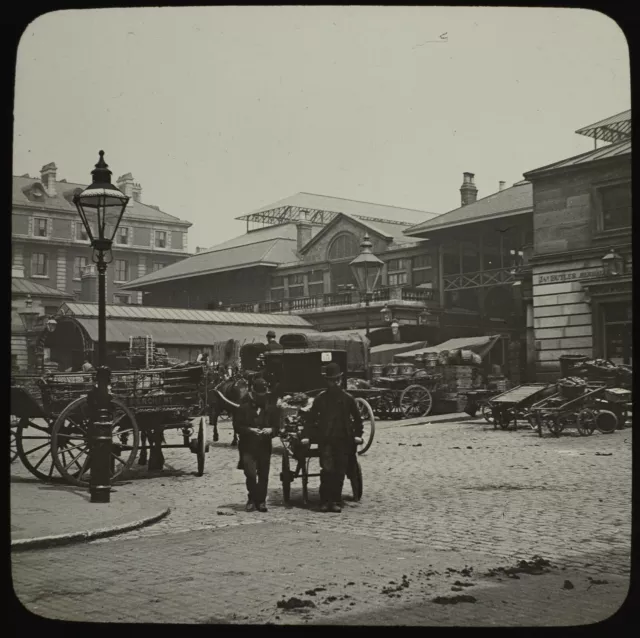 ANTIQUE Magic Lantern Slide COVENT GARDEN C1900 PHOTO LONDON