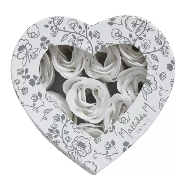 Mathilde M scatola a cuore con 9 rose in fogli di sapone profumati profumo rosa