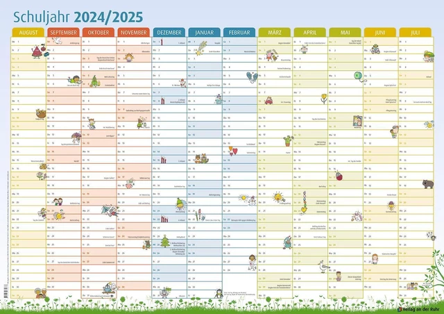 DER SCHULJAHRES-WANDKALENDER 2024/2025, A1 Kalender 1 S. Deutsch 2025 EUR 9,49 - PicClick DE