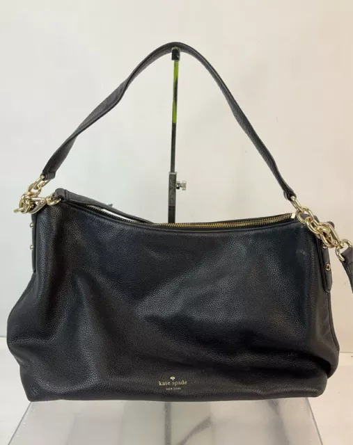 Kate Spade Black Pebbled Leather Larchmont Avenue Alena Shoulder Bag