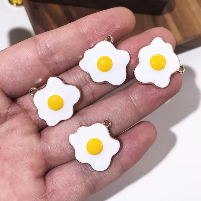 10PC Lovely Fried Eggs Enamel Charm Pendant For DIY Earrings/Bracelet Making