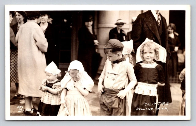 RPPC People Children Tulip Time Holland Michigan Real Photo P703