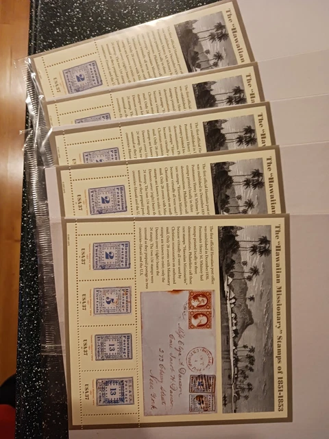The Hawaiian Missionary Stamps Of 1851-1853 #3694 .37 Cent MNH Lot Of 5