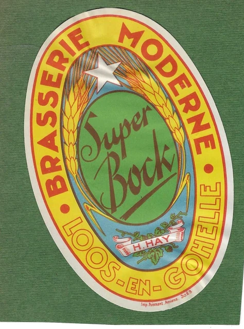 Bière - ancienne étiquette biere bock bière Bayard brasserie de Boulogne s/s 92 1949