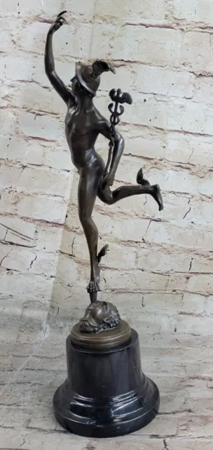 Stunning Mercury Hermes Bronze Signed GIAMBOLOGNA Popular Figurine Hand Made 3