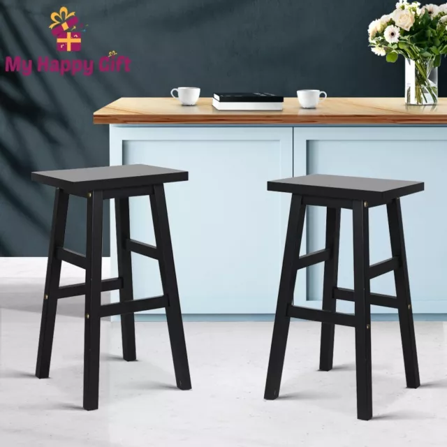 Artiss 2x Bar Stools Kitchen Dining Chairs Counter Stool Wooden Black