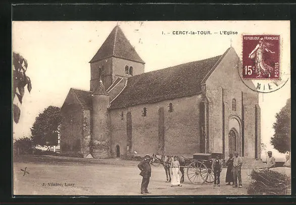 CPA Cercy-la-Tour, L'Eglise 1931