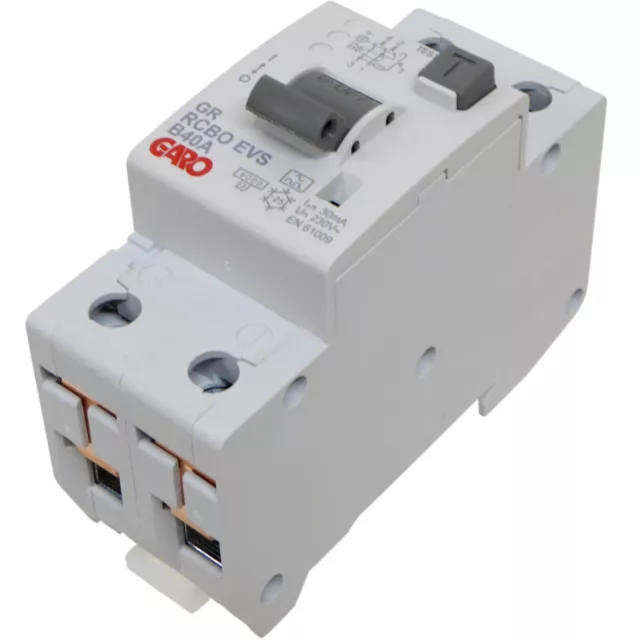 40 Amp 30mA 2 Pole RCBO Type A 1P+N B-Curve Suits upto 9.2kW Shower 40A Garo