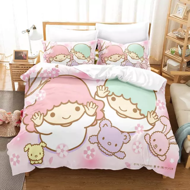 Cartoon Sanrio Bedding Set 2/3Pcs Kids Gift Quilt Duvet Cover Single Double &1