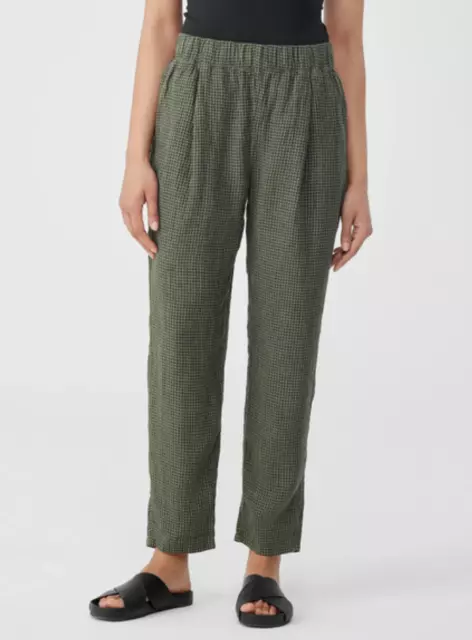 Eileen Fisher Organic Linen Tapered Ankle Pants 19B 564