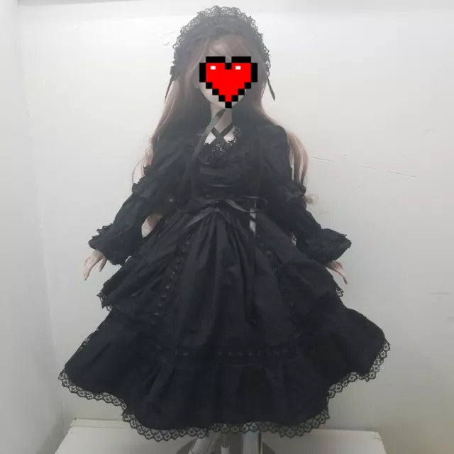 1/3 BJD Gothic Lolita Black Dress Headdress Doll Clothes