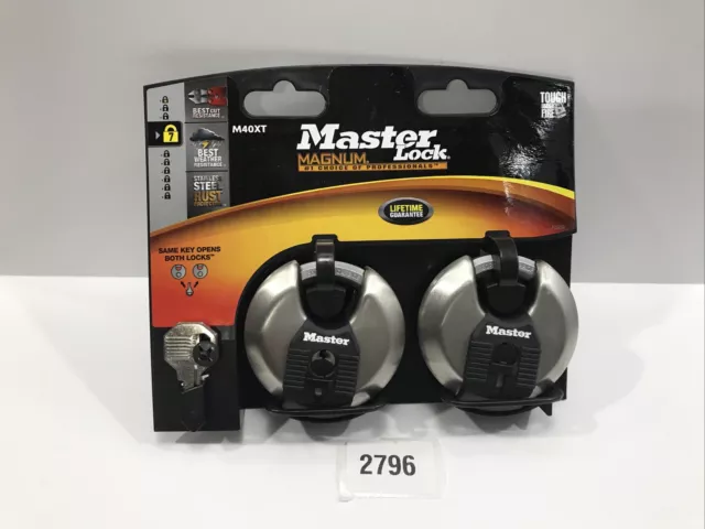 2pk Master Lock Magnum Padlocks -Comes with 2 Keys- Item #M40XT
