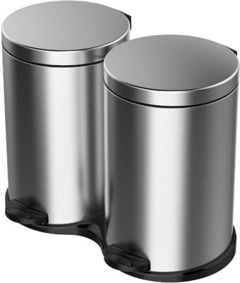 18.7 x 18.7 x 24 cm Made in Italy Lamiera litografata Nero con Secchio in plastica Meliconi Pattumiera a Pedale 5 lt 