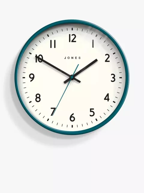 John Lewis Jones Jam Analogue Wall Clock Peacock Blue 30cm Unused But Scratchef