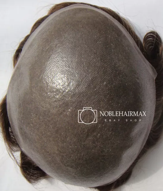 Mens Human Hair Replacement System BIO Thin Poly Skin Toupee Express Shipping