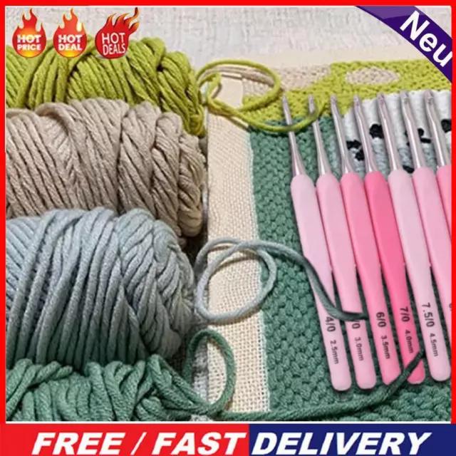 8pcs Blunt Needles DIY Craft Aluminium Metal Crochet Pink Knitting Tool with Bag