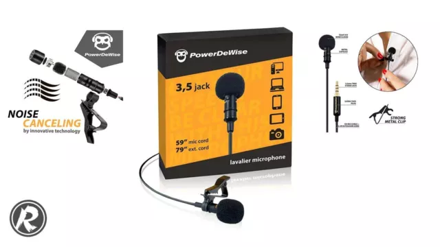 Powerdewise Grade Lavalier Lapel Microphone,Perfect for Recording.youtube SALE!