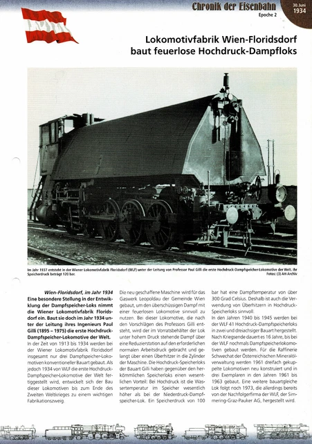 LOKOMOTIVFABRIK WIENFLORIDSDORF BAUT feuerlose HochdruckDampfloks