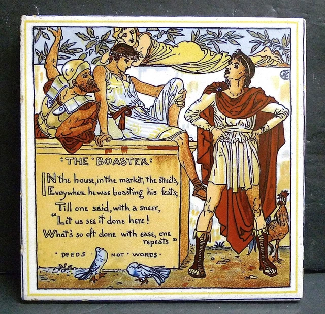 Vintage Tile Trivet-Walter Crane The Boaster by Mosaic Tile Co.