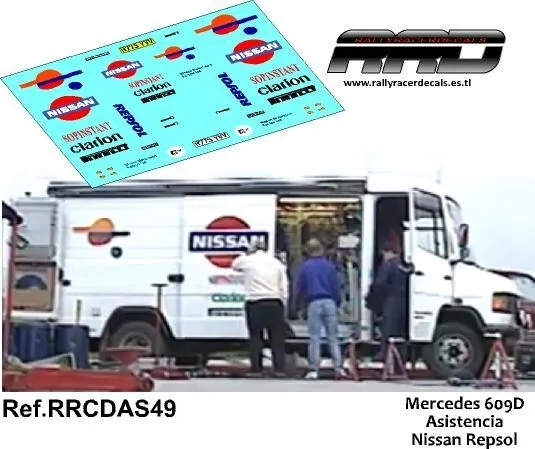 DECAL/CALCA 1/43:  Mercedes 609D Asistencia Nissan Repsol