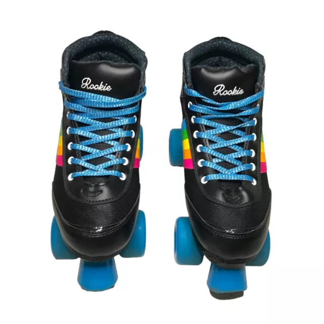 Rookie Forever Rainbow Black Retro Quad Roller Skates Size UK 7, Great Condition