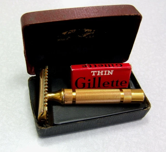 Gillette NEW Bar Handle DE Safety Razor Set in Case