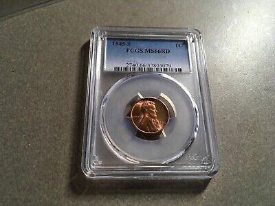 1945 S Lincoln Wheat Cent Penny PCGS MS66RD! BU UNC Choice Gem FREE SHIPPING!