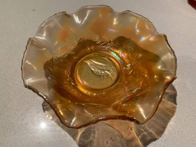 Carnival Glass Bowl - Bird