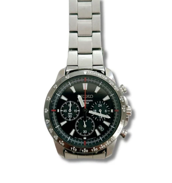 Montre Chronographe SEIKO 6T63-00J0 - Quartz, étanche 100m, Bracelet Cuir Noir - Homme