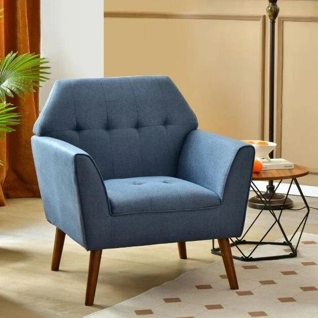 Sedia moderna con gambe in legno di gomma imbottitura in spugna e piedini relax