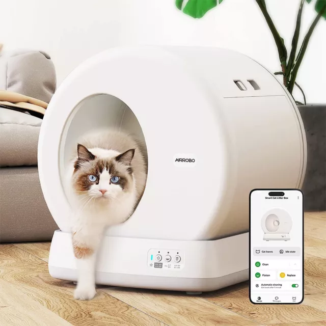 Bac à litière autonettoyant Smart Anti-Pinch Bac à litière 1-8KG Chat 57L + APP 2