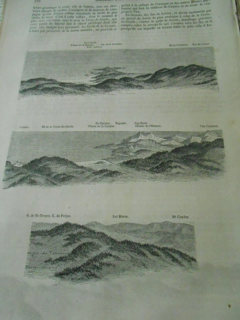 De Toulon à la frontière de Nice Gravure Old Print 1860