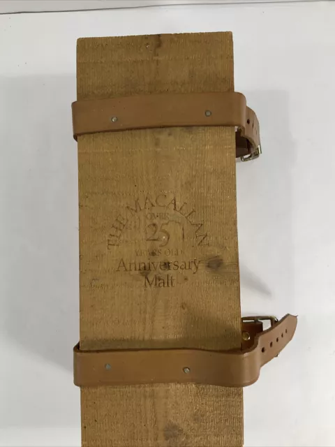 The Macallan 25 yr. Anniversary Malt Scotch Wood Box w/Leather Straps