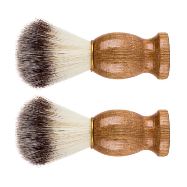 2 piezas cepillo de afeitar lana de nailon cepillos para el cuidado de la barba secreto de afeitado marrón claro