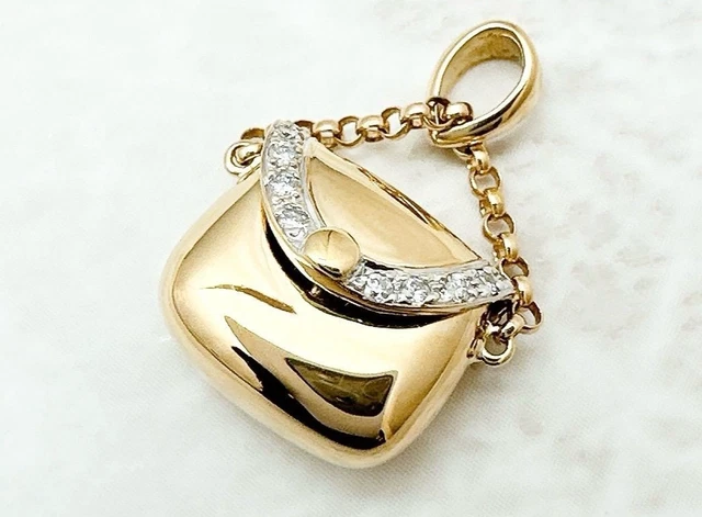 Pendentif Vintage Plaqué Or 18K Avec Cristal Diamant - Ancien - Occasion En Parfait état
