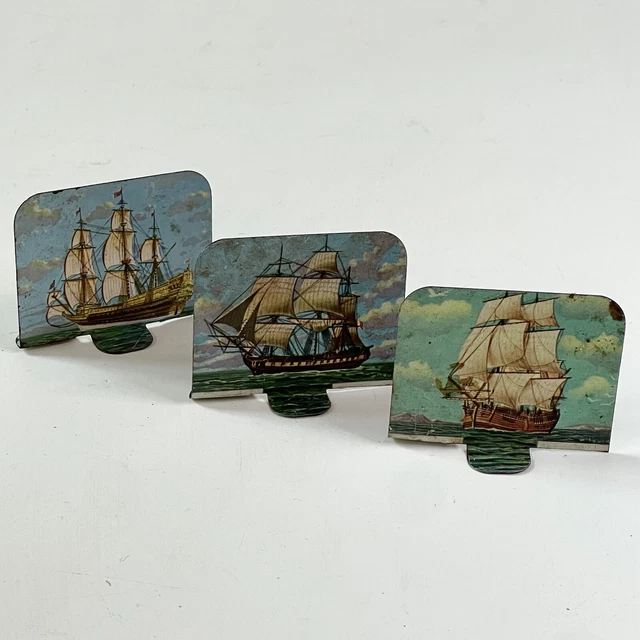 Vintage Metal Ships Plaque Huilor Cremolive Display Collectable Advertising Boat