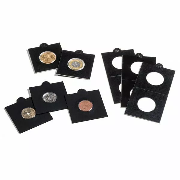Cartones de monedas MATRIX, negro, diámetro 32,5 mm, autoadhesivos, 100 unidades