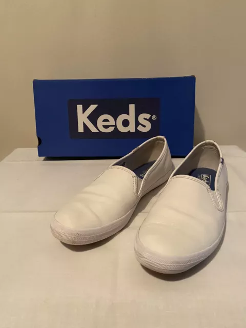 Women’s White Leather Keds Slip-ons Size 9S