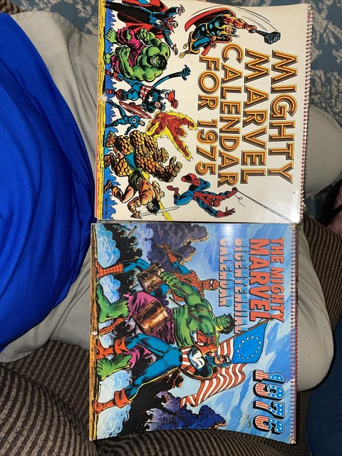 💥Vintage Marvel Comics Calendar 1975 & 1976 Wire Bound Scarce Retro John Romita
