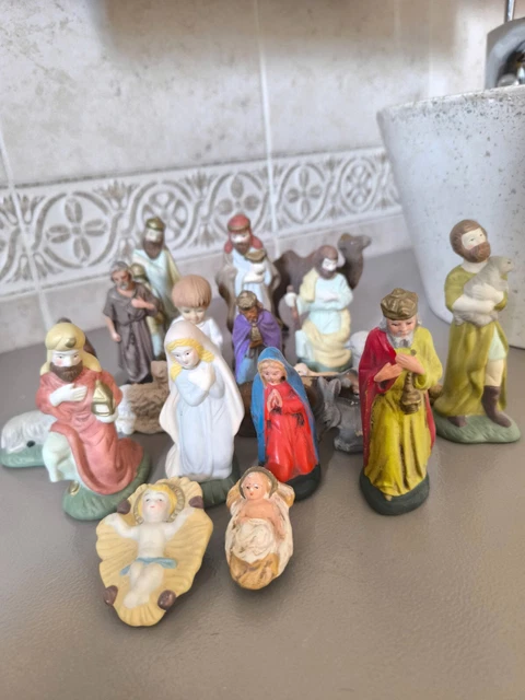 Lot De 8 Santons De Crèche Anciens – Fait Main, Style Devineau, Hauteurs Variées