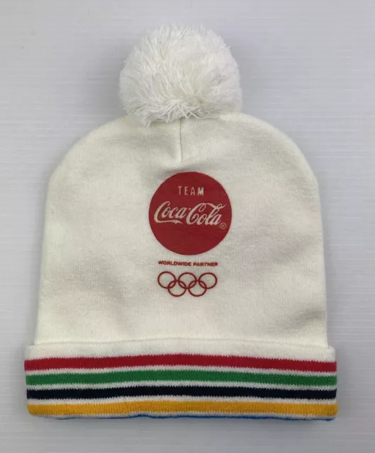 Coca Cola 2021 Winter Olympics White Beanie Very Good Condition