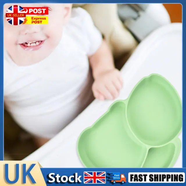 Cartoon Children Dishes Cute Silicone Baby Feeding Dishes Baby Cutlery (Green) H
