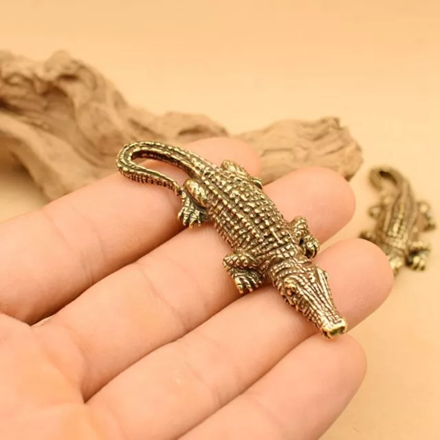 Brass Animal Model Small Key Chain Vivid Alligator Ornaments  Home Decor 3