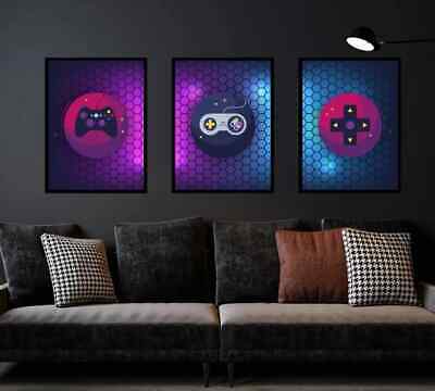 Gamer Controller Wall Art Teen Bedroom Video Game Posters PlayStation Xbox