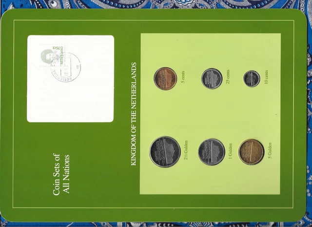 Coin Sets of All Nations Netherlands w/card 1991-1994 UNC 1, 2.5 Gulden 1991