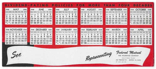 1940-59, Calendars, Paper, Collectibles - PicClick