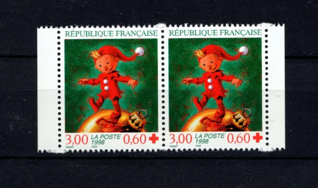 FRANCE - TIMBRES AU PROFIT DE LA CROIX-ROUGE - PAIRE DU N°3199a DE 1998