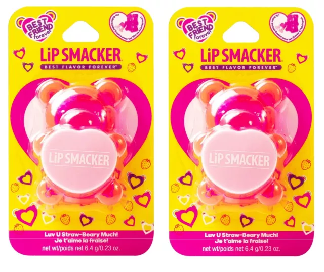(Lot of 2) Lip Smackers Sugar Bear Lip Balm Luv U Straw-Berry Much NeW Sealed