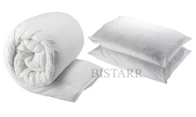 Duvet And 2 Pillows - Single Double King Or Super King Bed Size, Poly Cotton